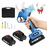 2000+2000mAh Forbici Potatura Elettriche, Seesii 40mm Professionali Elettricista Cesoie Giardinaggio [2 Batterie 2.0Ah][Schermo LCD][Motore Brushless][Diametro di Taglio 1.57 Pollici]