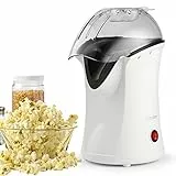 Macchina per Popcorn, 1200W Retro Macchina Popcorn Compatta ad aria calda senza grassi,include Misurino e Coperchio Rimovibile,Bianco
