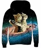 Loveternal Felpe Ragazzo Cat Felpe Bambini Ragazzi Ragazze Felpa con Cappuccio 3D Pullover Gatto Hoodie Bambino Sport Palestra Allenamento Sweatshirt 10-13 Anni XXL