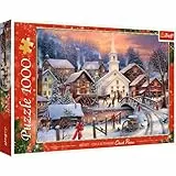Trefl 1000 Elementi, vista della città, neve, animali, persone, tempo di Natale, te, intrattenimento creativo, regalo, divertimento, classici Puzzle, Colore Bianco, TR10602
