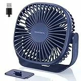 SmartDevil Ventilatore USB, Mini USB Ventilatore, Ventilatore Silenzioso con Gancio,3 Velocità, Ventilatore Portatile USB, per Scrivania, Auto,Casa Ufficio,Viaggiare,Cucina. USB Alimentato(Blu)