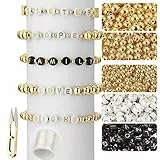 Set di 1600 perline acriliche per braccialetti fai da te, colore nero, bianco, per braccialetti per adulti, mini lettere, set di gioielli