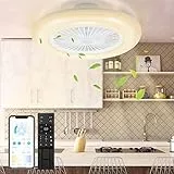 Lospitch Ventilatore da Soffitto con Illuminazione, 80W Ventilatore da soffitto a LED Dimmerabile con Telecomando App, 3 Light Color Change e 6 Velocità Della, Modalità Estiva e Invernale,φ55cm