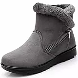 Hsyooes Stivali da Neve Donna Caldo Foderato Stivaletti Invernali Cerniera,Gray,Produttore 265/EU42