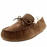 Polar Uomo Mocassino Vera Pelle Di Pecora Australiana Genuino Foderato Di Pelliccia Mocassino Pantofola - Tan - UK10/EU44 - YC0449