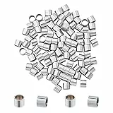UNICRAFTALE Circa 100pz di Perline Europee,6mm in Acciaio Inox A Forma di Colonna Tonda Perline Impostazioni Spacer Connettore Risultati per Fai da Te Bracciale Collana Gioielli Making