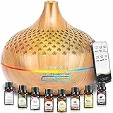 ZOVHYYA Diffusore di Oli Essenziali 500ml Diffusore di Aromi Umidificatore Ambiente 4 Timer e 7 Colori LED Oli Essenziali Aromaterapia Diffusori per Casa