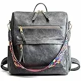 Genérico Zaino da donna in pelle PU | Zaini Casual Borsa da viaggio Backpack, uso quotidiano, università..., grigio