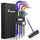 COLFULINE Set di 9 chiavi Torx a stella con codifica a colori, misure T10-T50, set di chiavi esagonali Torx per montaggio mobili, manutenzione di biciclette/scooter, fai da te