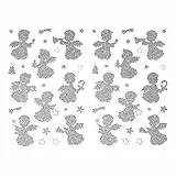 Oblique Unique® 48 adesivi natalizi glitterati a forma di angelo, stella, albero di Natale, decorazione natalizia (argento)
