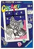 Ravensburger - CreArt Serie E: Dolci Gattini, Kit per Dipingere con i Numeri, Contiene una Tavola Prestampata, Pennello, Colori e Accessori, Gioco Creativo per Bambini 9+ Anni