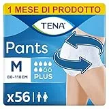 Tena Pants Plus Medium (M) Pacco Scorta Mensile - Mutandine assorbenti , elasticizzate e monouso, per perdite urinarie, unisex, discrete e confortevoli, 4 confezioni x 14 pezzi