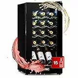 KLARSTEIN Cantinetta Vino Design, Cantinetta Vino Refrigerata a Zona Singola per Vino Rosso, Bianco e Birra, Controlli Touch, Frigo Vino Cantinetta per Esterno/Interno, 5-18°C, 53L, 15 Bottiglie