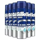 Gillette Series GEL DA BARBA RIVITALIZZANTE Con Tè Verde, Rinfresca e Rivitalizza la Pelle, Protegge la Pelle Sensibile, Rasatura Confortevole, 200ml X6