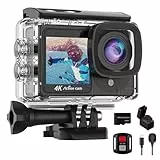 4K30FPS Dual Screen Action Cam con 32G SD Card, Pre-registrazione HD 20MP Touchscreen Videocamera, 131FT Impermeabile Subacquea Telecamera con 2.4G Telecomando 2 Batterie Accessori