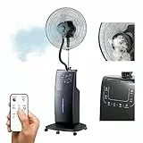 Wintem ATUM Ventilatore con Nebulizzatore ad Acqua Dotato di Ionizzatore Aroma e Repellente Zanzare con Display Digitale Touch 3 Velocità con Telecomando e Timer