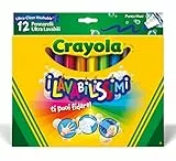 CRAYOLA I Lavabilissimi Pennarelli Ultra-Lavabili, Punta Maxi, per Scuola e Tempo Libero, Colori Assortiti, 12 Pezzi, 58-8329