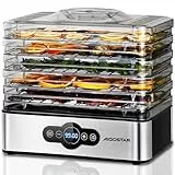 Aigostar Crispy - Essiccatore alimentare, 240W, 5 vassoi, essiccatura automatica, ottimo per frutta, carne, verdura ecc. controlli digitali, impostazione manuale di tempo e temperatura. Senza BPA.