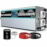 Inverter 24V 220V Onda Pura 3000W Invertitore di Corrente,DC 24v in AC 230v Invertitore di Tensione-2 EU Presa con 2 Porte USB,Telecomando,Trasformatore per Auto Camper Frigorifero