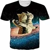 Loveternal Titanic Gatto T-Shirt Uomo 3D Stampato Tee Shirt Divertenti Titanic Cat Magliette Manica Corta Camicia M