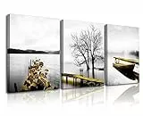 PIY PAINTING 3x Quadro su tela Arte Bellissimo Paesaggio Lago Wall Art Immagine Pronto da Appendere Montato in quadri in Vero legno Bel Regalo per il tuo amante Natale e Home Decor 30x40cm