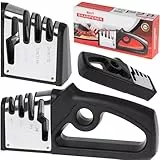 AffilaColtelli 4 in 1 Professionale Manuale Universale Forbici Alta Qualità Affila Coltelli Cucina Affilare Affilatura Coltello Acciaio Inox Ceramica Ripristinare Coltelli Lama Affilata (4 in 1)