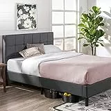 Zinus Lottie 35 cm Telaio del Letto a Piattaforma Imbottito, Base per Materasso, Supporto per Doghe in Legno, Facile da Montare, 120 x 190 cm, Grigio