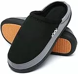 Mishansha Pantofole da Casa Uomo Caldo Inverno Peluche Ciabatte Comode Antiscivolo Scarpe di Cotone Invernale Nero, Gr.44 EU