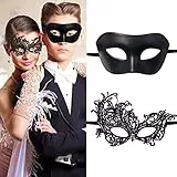 Cosysparks Maschera Veneziana Coppia,maschere halloween per Coppia Maschera Occhi Veneziane Maschere da Ballo Maschera Mascherata per Donna Uomo Halloween Carnevale(2 Pz)
