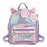 Wodasi Zaino per Bambini, Zaini Bambini Asilo, Borsa per la Scuola per Ragazze, Zaino per Bambino, Zaino da Viaggio Alla Moda, con Simpatico Design con Orecchie di Gatto, Viola
