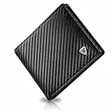 WONSEFOO Portafoglio Uomo Slim RFID Blocking in Fibra di Carbonio con Slot per Carte di Credito, Bi-Fold - Nero (Nero-B)