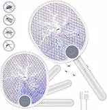 ZOVHYYA 3 in 1 Racchetta Zanzare Elettrica Pieghevole Mosquito Killer 4000V USB Ricaricabile racchetta antizanzare con Trappola Luminosa e Appendere al Muro Adatto Uso Interno ed Esterno