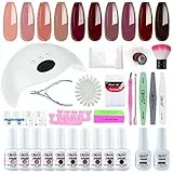 Elite99 Smalto Semipermanente per unghie Kit di Partenza in 10 coloris Gel 48W LED Lampada UV Nail Dryer Soak Off Topcoat Basecoat Nail Art Tool Set di Adesivi per Manicure Set per Manicure 8ML C011