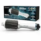 REVAMP Progloss Perfect Blow Dry Styler Air, Spazzola Asciugacapelli Professionale 4 in 1, Asciuga, Liscia e Volumizza, Infusa in Oli Liscianti Progloss, 4 Getti Ionici, Esclusiva Amazon, Bianca