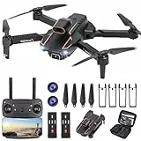 Drone Pieghevole con Telecamera 4K, GuKKK Brushless Motore Droni con 2 Telecamere, Quadcopter RC FPV WiFi Fotocamera Evitamento Attivo Degli Ostacoli, Altitude Hold, 2 Batterie, per Principianti