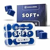 Schallwerk ® Soft+ - 12 Inserti auricolari in silicone - Supporto ottimale come protezione dell'udito durante il sonno, inserti auricolari morbidi per dormire Silicone -Ear plugs per dormire