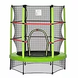 HOMCOM Tappeto Elastico Φ140x160Acm per Bambini da 3 Anni con Rete di Protezione, Trampolino Elastico con Corde Bungee Carico Massimo 45kg