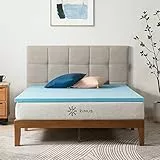 Zinus Topper per Materasso in Memory Foam Gel di Raffreddamento tè Verde Coprimaterasso, Blu, Queen