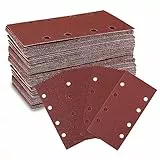 WORKPRO Dischi Abrasivi da 93x185mm 100 Pezzi, Dischi Abrasivi Carta Vetrata a 8 Fori, Grana 40, 60, 80, 120, Adatto per Lucidatura, Rimozione della Ruggine, Finitura
