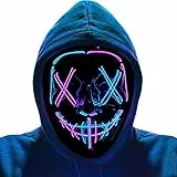 ZACENYU Maschera di Halloween, Maschera di Purge a LED, Maschera da La Notte per Halloween Costume Cosplay Festa e Party di Carnevale,Maschera di Halloween per Adulti, Uomini e Donne