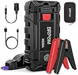 BRPOM Avviatore Batteria Auto, 3000A 26800mAh Avviatore di Emergenza per Auto/Moto, (Motori Fino a 10.0L Gas o 8.0L Diesel) Torcia a LED,Porta USB da per Smartphone (3000A)