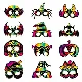 Qpout 48 Pezzi Halloween Magic Rainbow Kit di Artigianato di Carta da Grattare, magia delle zucche di Halloween Rainbow Scratch Art per Bambini Arredamento Fai da Te,Festa di Halloween Gratta e Vinci