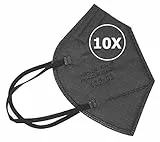 TBOC Mascherine FFP2 - [Pack 10 Unità] Maschere Usa e Getta [Nero] 5 strati [Non Riutilizzabili] Pieghevoli Traspiranti con Clip per il Naso [Certificato e Approvato CE 2163] Qualità Premium