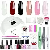 Elite99 Smalto Semipermanente per unghie, Kit semipermanente unghie, 6 coloris Gel 48W LED Lampada UV, Kit Ricostruzione Unghie Gel Completo, Base e Top coat Nail Art Tool Set di Adesivi per Manicure