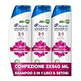 Head & Shoulders Antiforfora Shampoo + Balsamo 2in1 Lisci & Setosi, Per Capelli Secchi, Fino Al 100% Protezione Dalla Forfora Per Cute E Capelli, 3x 540ml