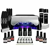 Kit Semipermanente Unghie Professionale • Set Manicure Completo 6 Smalti-Primer-Base Top Coat-Lampada Led 48W-Lime-Remover • Colori Semi Permanenti Gel Polish Nail Art • KIT RUBY