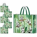 NymphFable Confezione da 5 Borse per La Spesa Riutilizzabili Panda Borse per La Spesa in bambù Borse Regalo per Borse Impermeabili, 50 Libbre