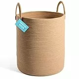 OrganiHaus Cesto Portabiancheria Bambini Grande, Intrecciato | in Corda di Cotone | Cesto Porta Coperte da Salotto | - Miele 38x45 cm