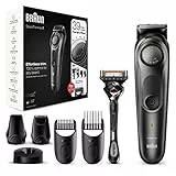 Braun Regolabarba 7 Tagliacapelli Uomo, Rasoio e 5 Accessori inclusi, 39 Impostazioni di Lunghezza, Ideale per Viso e Barba, Idea Regalo Festa del Papà, BT7340 Nero e Grigio Metallizzato