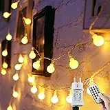 [120 LED] Catena Luminosa Sfera, 15M 8 Modalità e Funzione Memoria, Catena Luminosa Esterna/Interna con Spina, Ideale Come Decorazione Per Feste, Balcone, illuminazione di Natale, ecc.